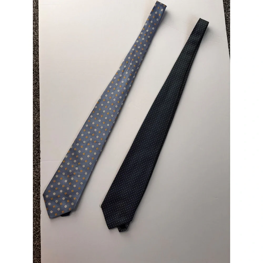 Tommy Hilfiger J.Crew lot of 2  Necktie Set Silk blue Patterned‎ Business Career